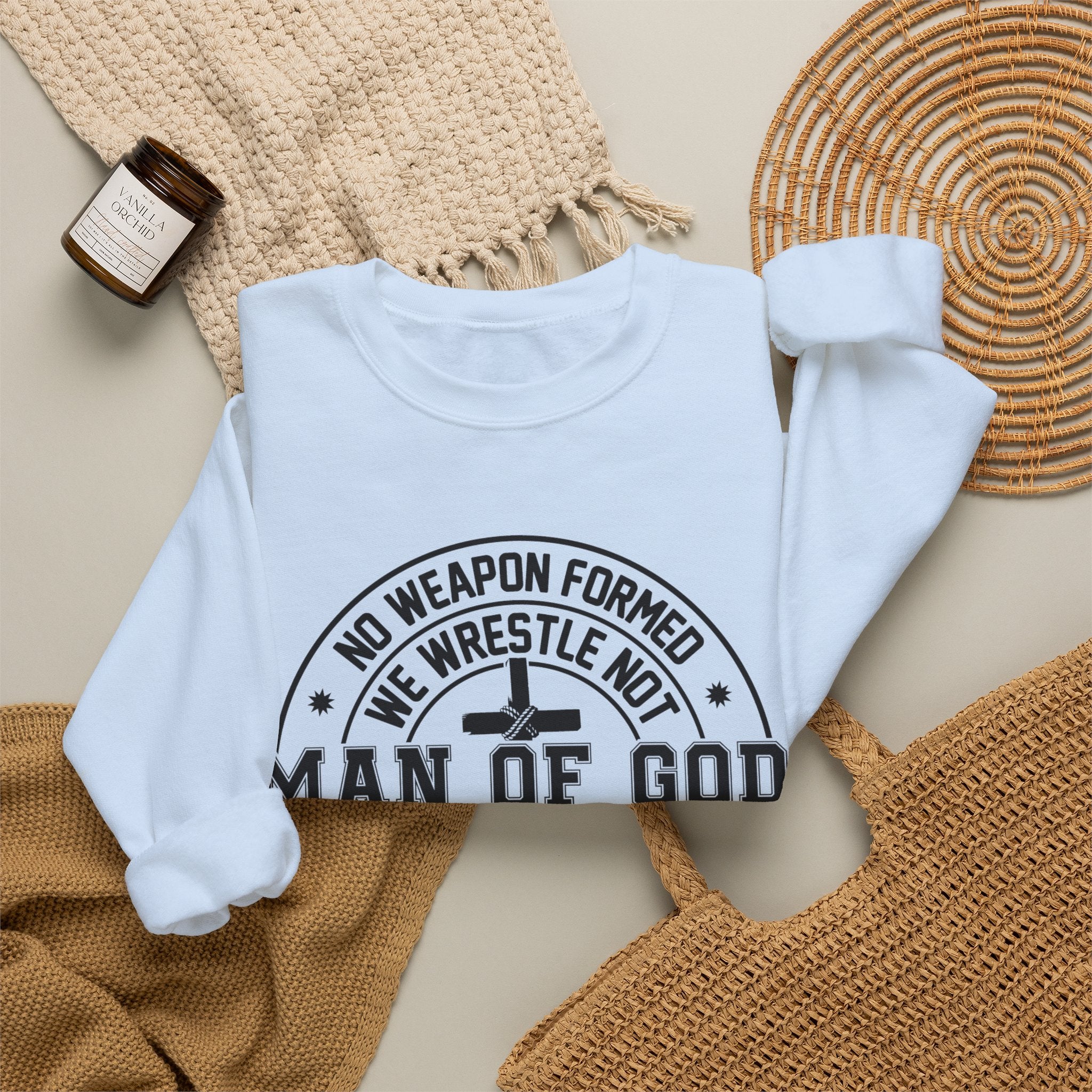 Man of God Sweatshirt — Isaiah 54:17 Faith Graphic Crewneck