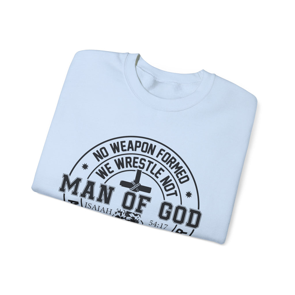 Man of God Sweatshirt — Isaiah 54:17 Faith Graphic Crewneck