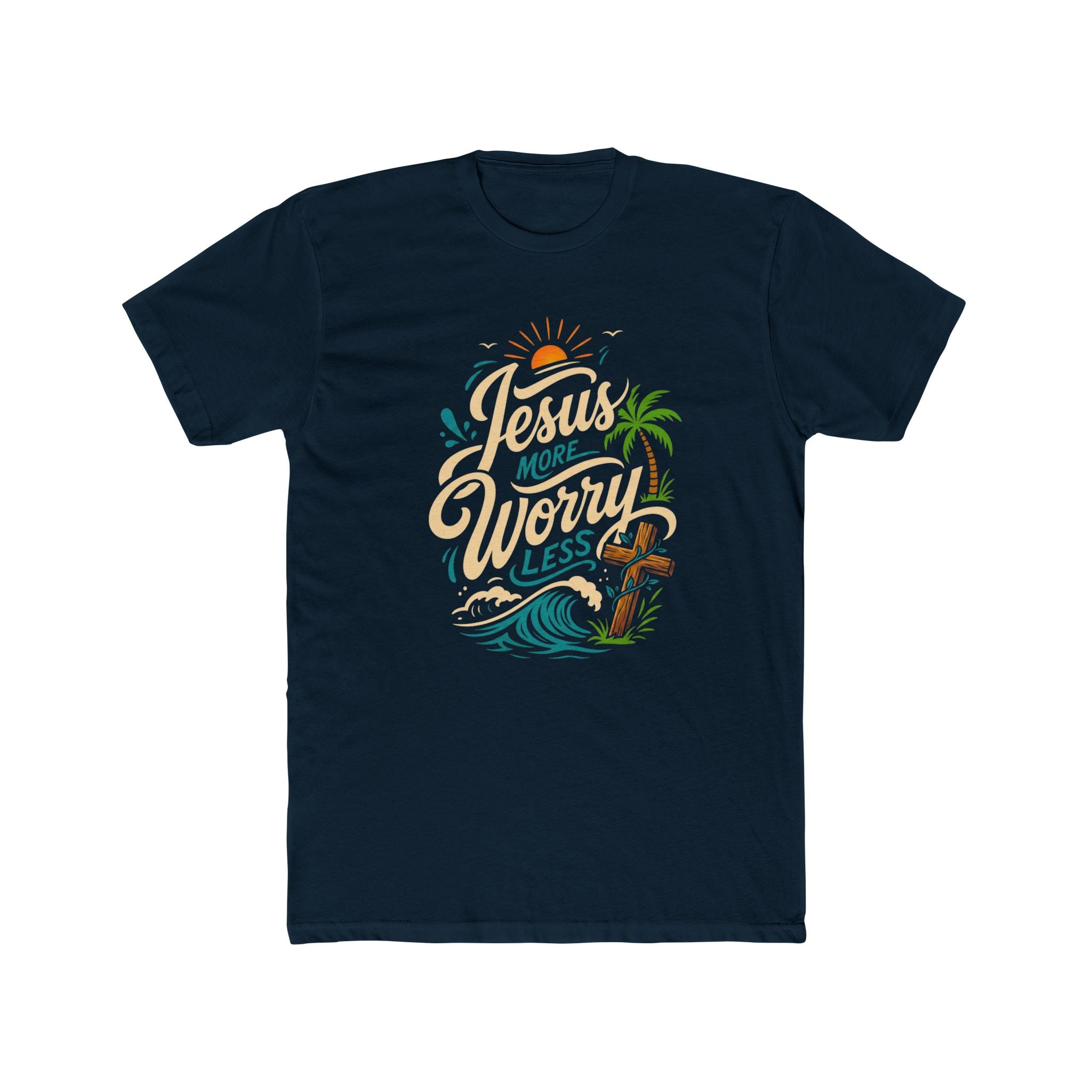 Jesus More Worry Less T-Shirt — Faith-Inspired Beach Vibes Tee