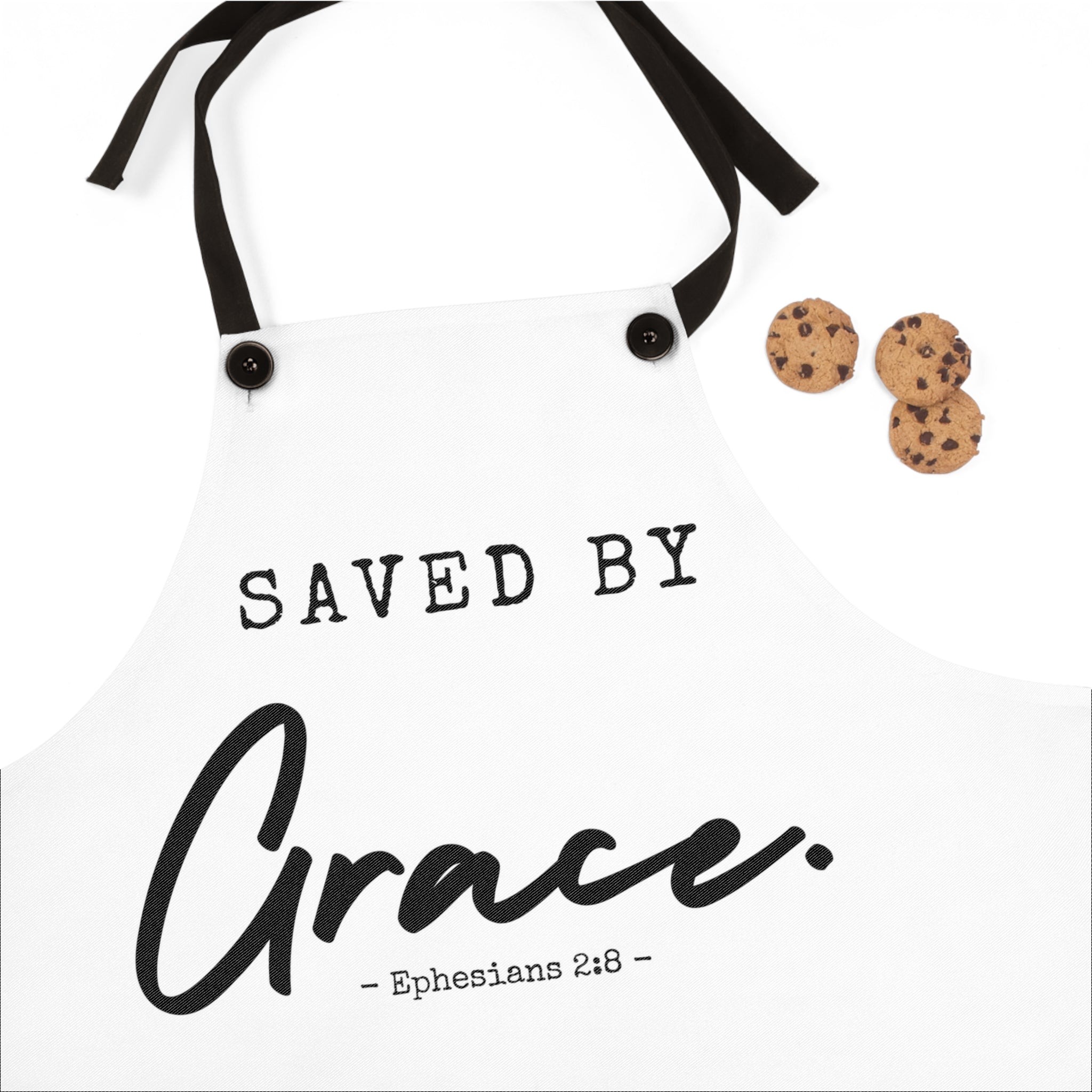 Saved by Grace Apron — Christian Kitchen Apron (Ephesians 2:8)