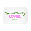 Unconditionally Loved Bath Mat – Christian Scripture Romans 1:31-39 Inspirational Bathroom Rug