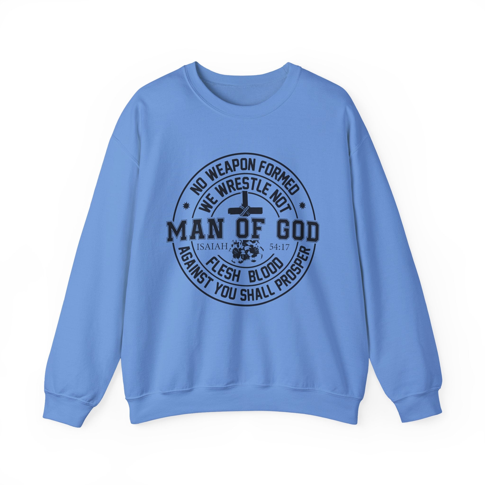 Man of God Sweatshirt — Isaiah 54:17 Faith Graphic Crewneck