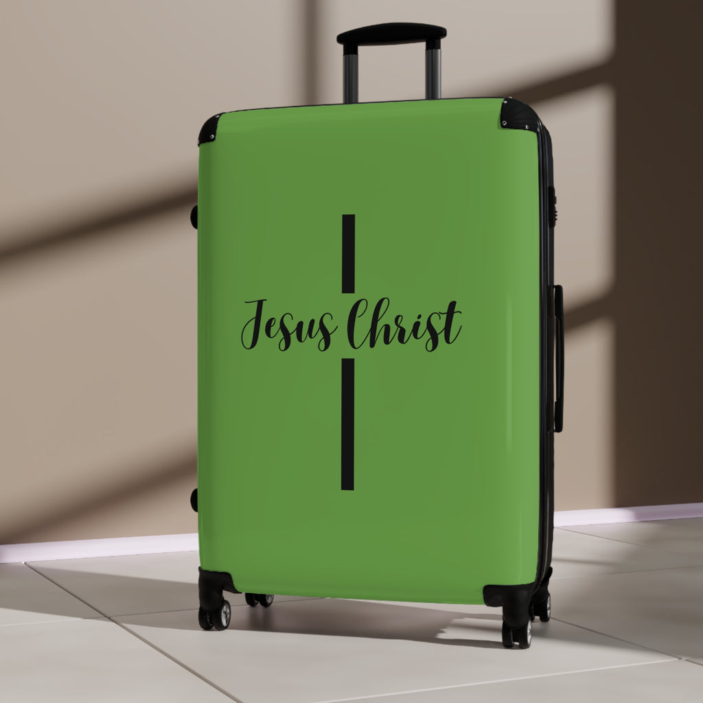 Faith-Inspired Suitcase, Durable Travel Gear, Jesus Christ Cross Design, Stylish & Secure Luggage, Religious Travel Bag, Christian Travel