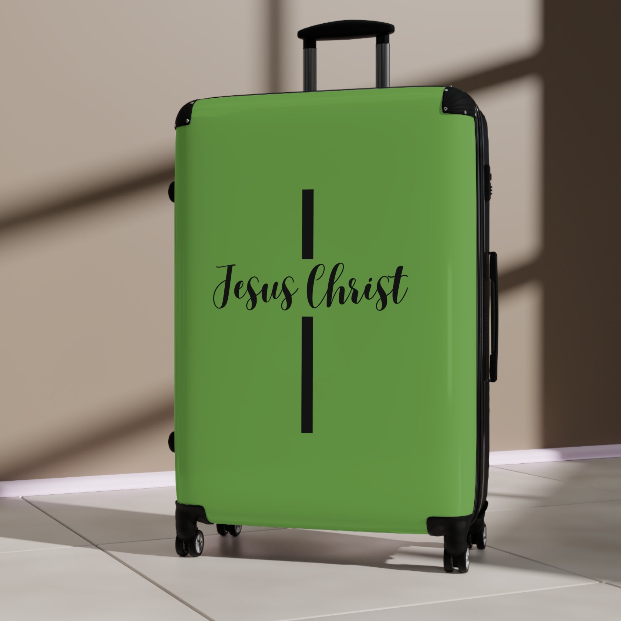 Faith-Inspired Suitcase, Durable Travel Gear, Jesus Christ Cross Design, Stylish & Secure Luggage, Religious Travel Bag, Christian Travel