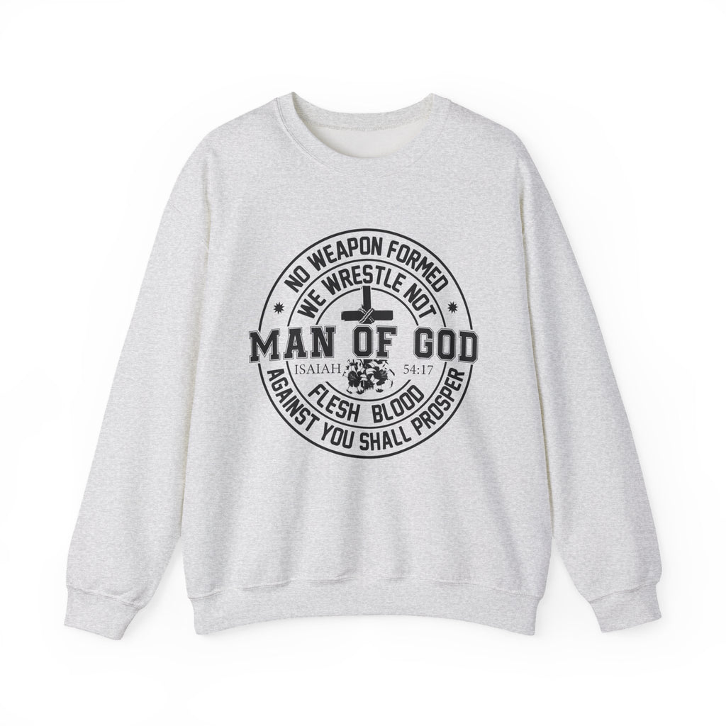 Man of God Sweatshirt — Isaiah 54:17 Faith Graphic Crewneck