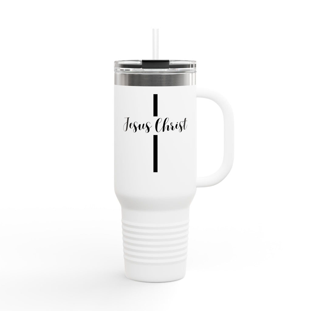 Jesus Christ Cross Minimalist Insulated Travel Mug, 40oz - Stainless Steel, Double-Wall, 8 Color Options, BPA Free, Christian Gift