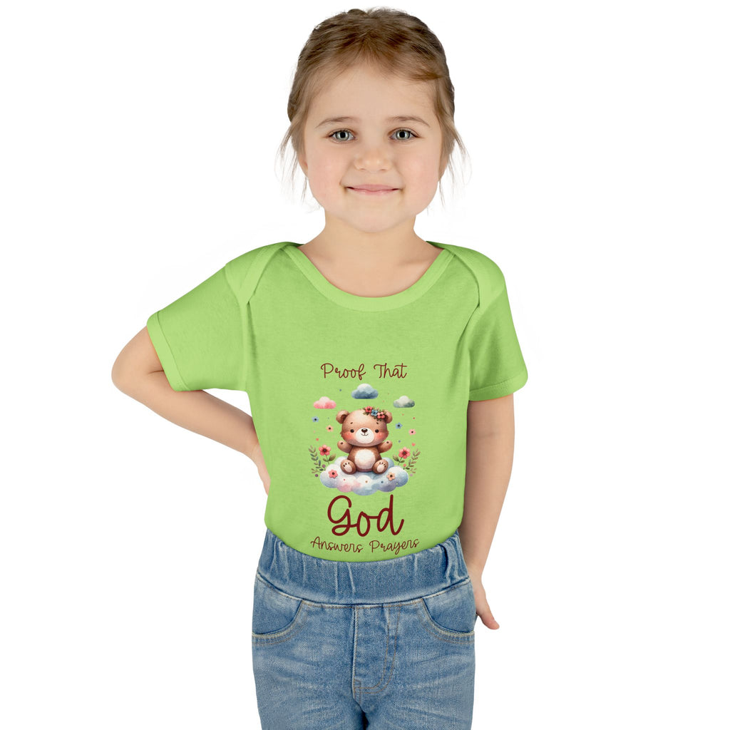 Cute God Prayer Baby Bodysuit, Adorable Onesie for Newborns, Teddy Bear Design, Gift for New Parents, Holiday Celebration Outfit, Soft Comfy