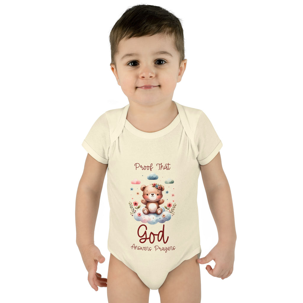 Cute God Prayer Baby Bodysuit, Adorable Onesie for Newborns, Teddy Bear Design, Gift for New Parents, Holiday Celebration Outfit, Soft Comfy