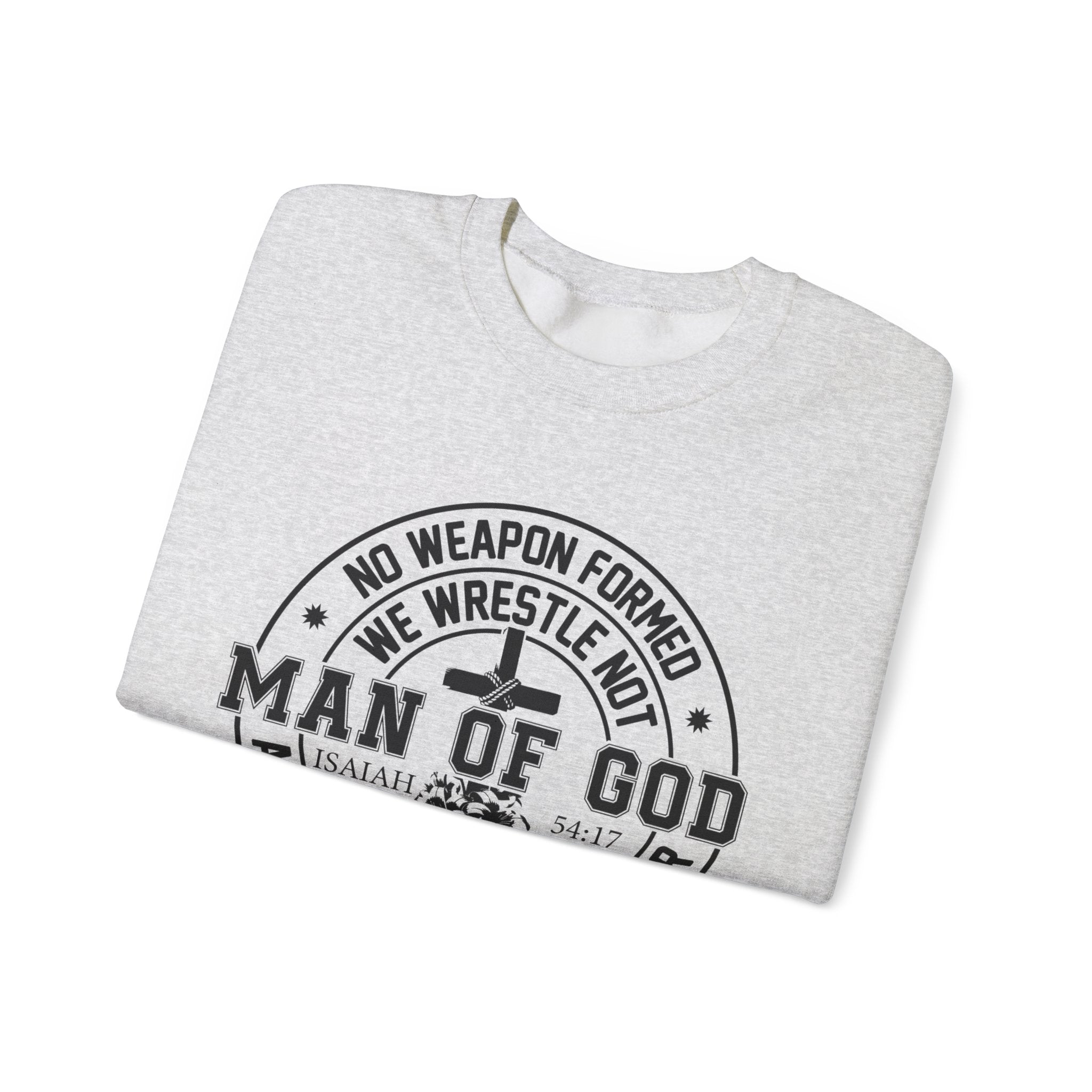 Man of God Sweatshirt — Isaiah 54:17 Faith Graphic Crewneck