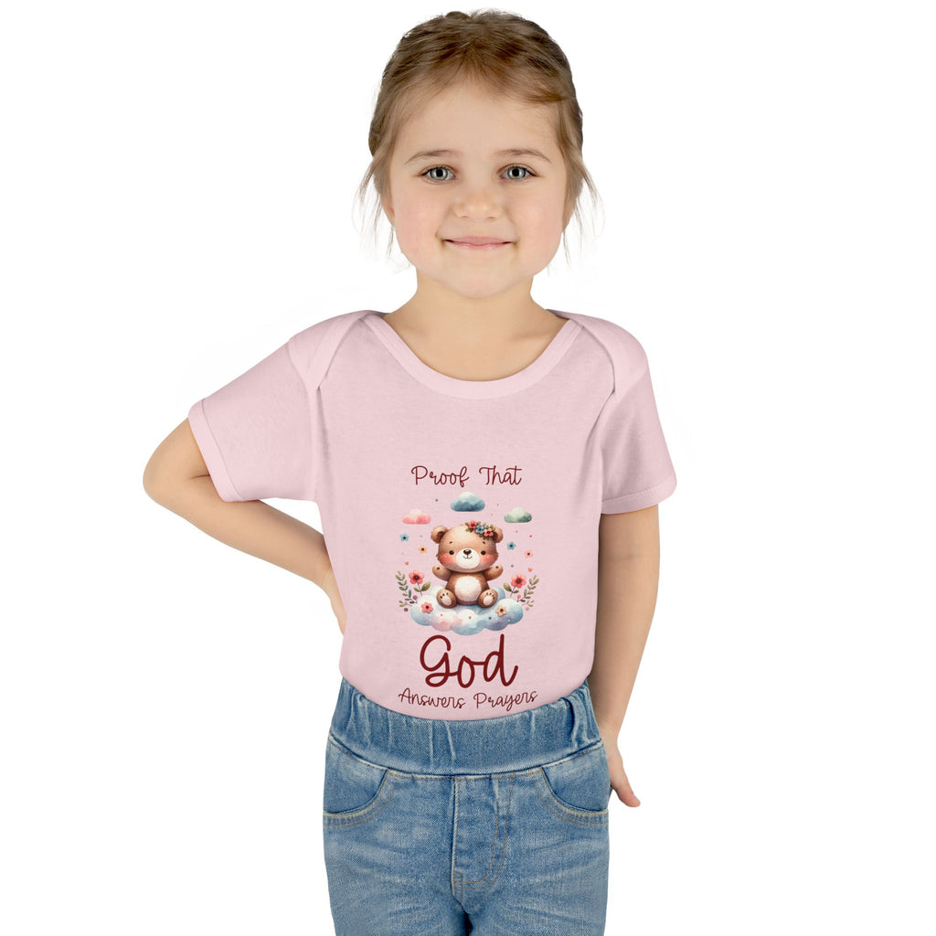 Cute God Prayer Baby Bodysuit, Adorable Onesie for Newborns, Teddy Bear Design, Gift for New Parents, Holiday Celebration Outfit, Soft Comfy