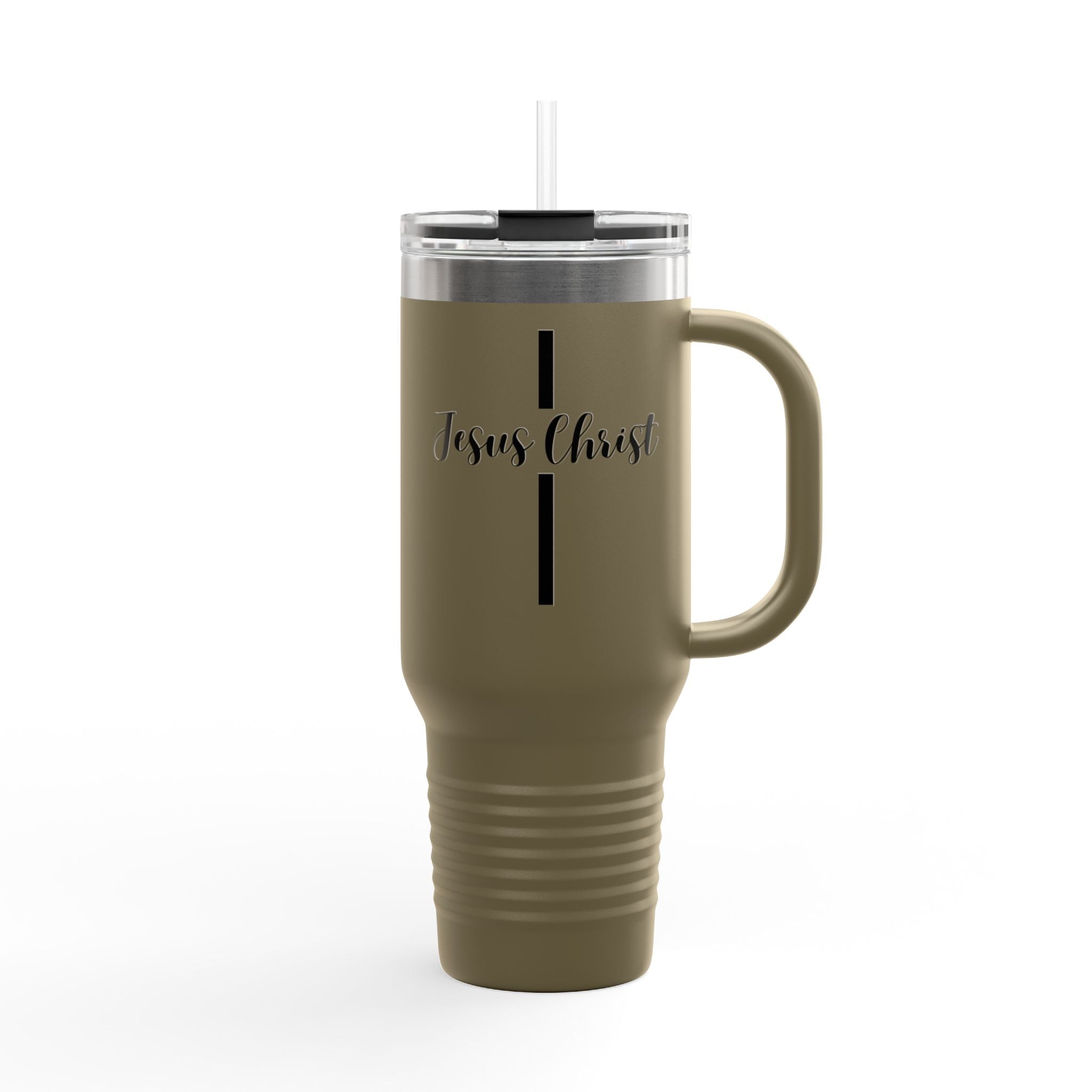 Jesus Christ Cross Minimalist Insulated Travel Mug, 40oz - Stainless Steel, Double-Wall, 8 Color Options, BPA Free, Christian Gift