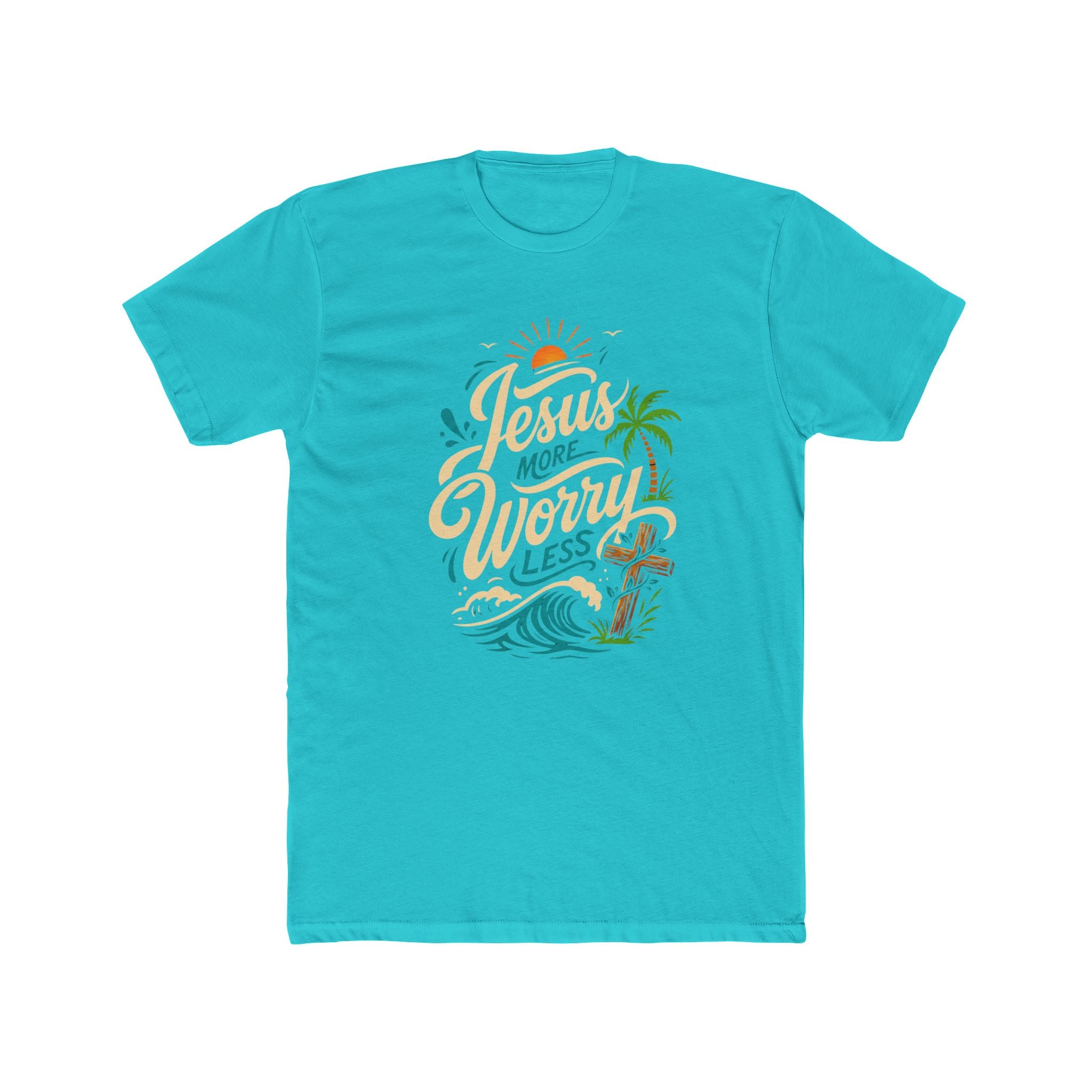 Jesus More Worry Less T-Shirt — Faith-Inspired Beach Vibes Tee