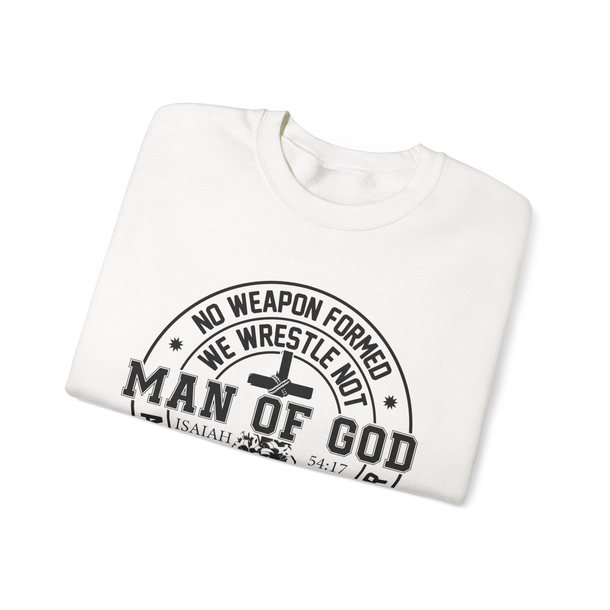 Man of God Sweatshirt — Isaiah 54:17 Faith Graphic Crewneck