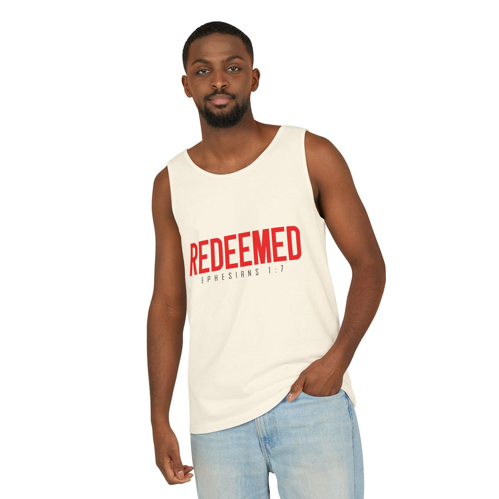 Redeemed Tank Top — Christian Ephesians 1:7 Faith Shirt