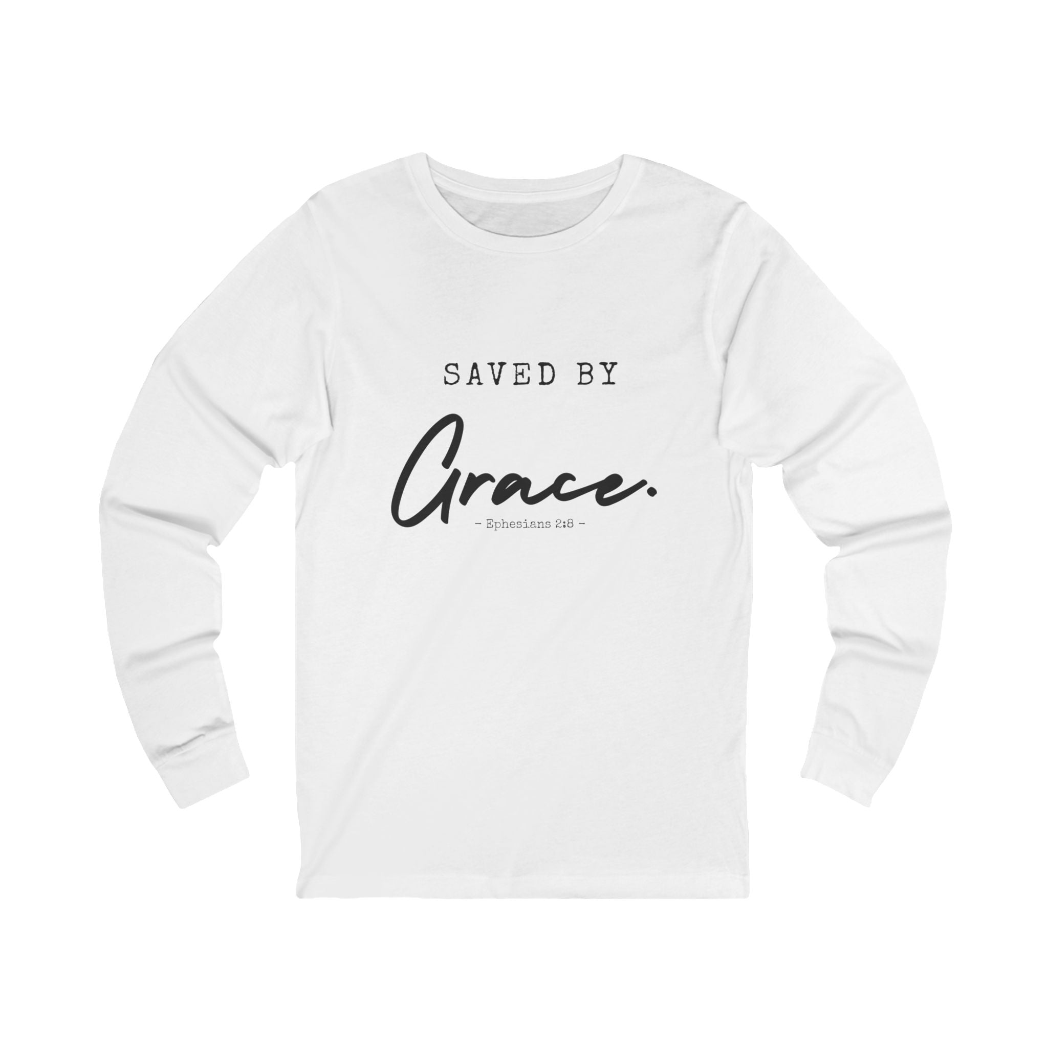 Long Sleeve Tee - "Saved by Grace" Faith-Based Christian Shirt