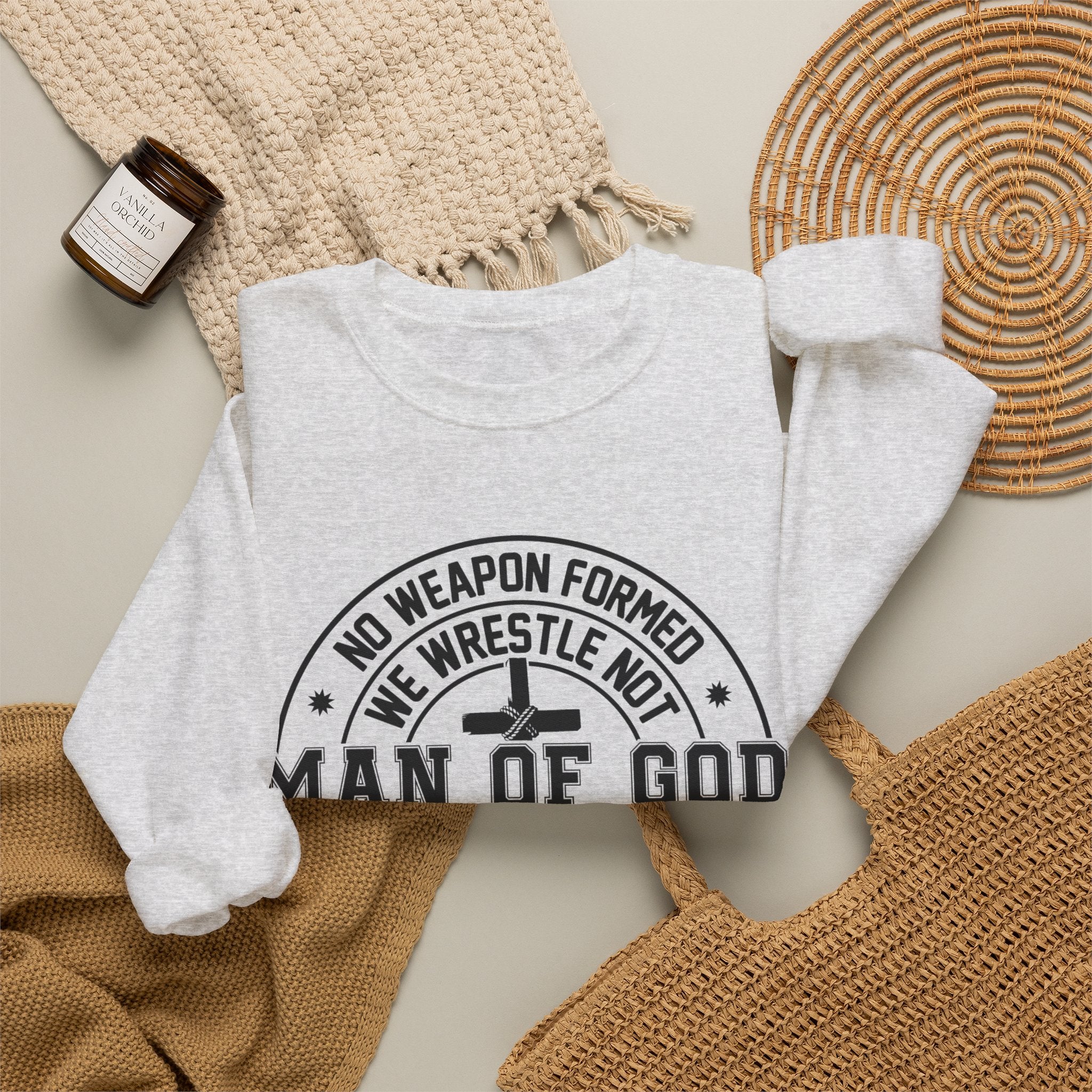 Man of God Sweatshirt — Isaiah 54:17 Faith Graphic Crewneck