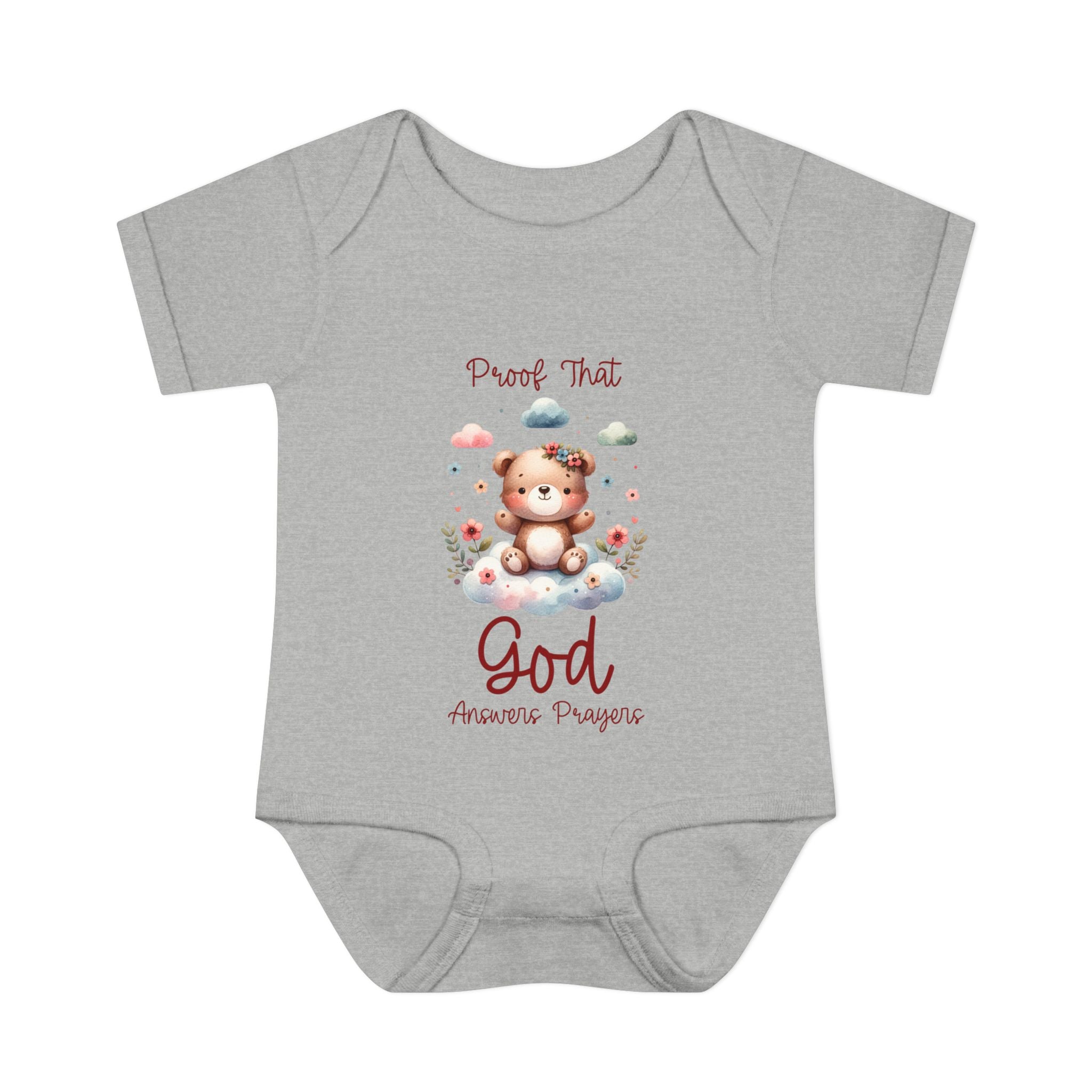 Cute God Prayer Baby Bodysuit, Adorable Onesie for Newborns, Teddy Bear Design, Gift for New Parents, Holiday Celebration Outfit, Soft Comfy