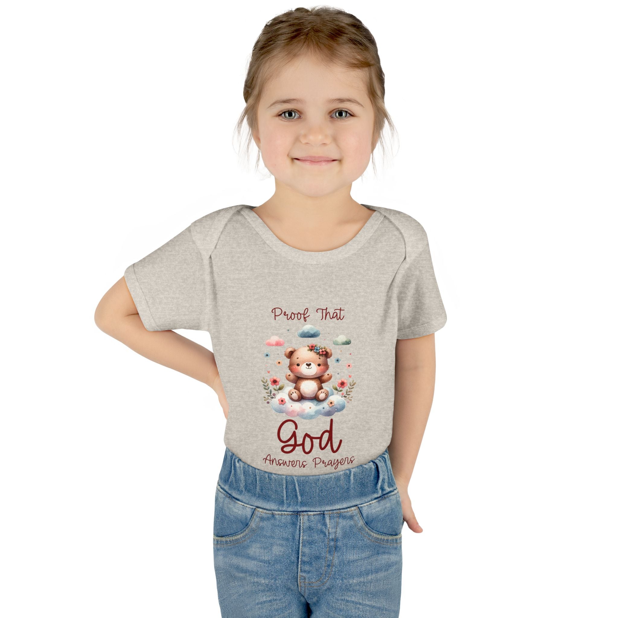 Cute God Prayer Baby Bodysuit, Adorable Onesie for Newborns, Teddy Bear Design, Gift for New Parents, Holiday Celebration Outfit, Soft Comfy