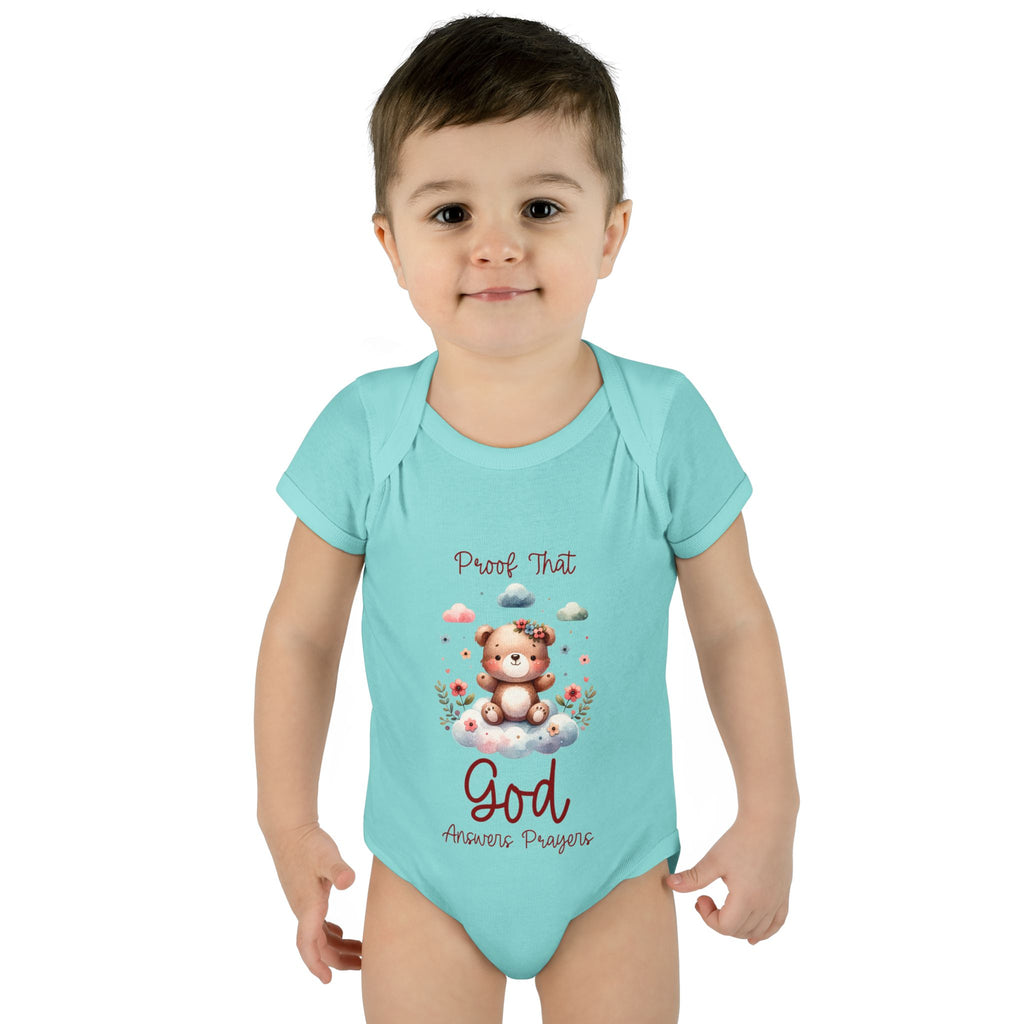 Cute God Prayer Baby Bodysuit, Adorable Onesie for Newborns, Teddy Bear Design, Gift for New Parents, Holiday Celebration Outfit, Soft Comfy