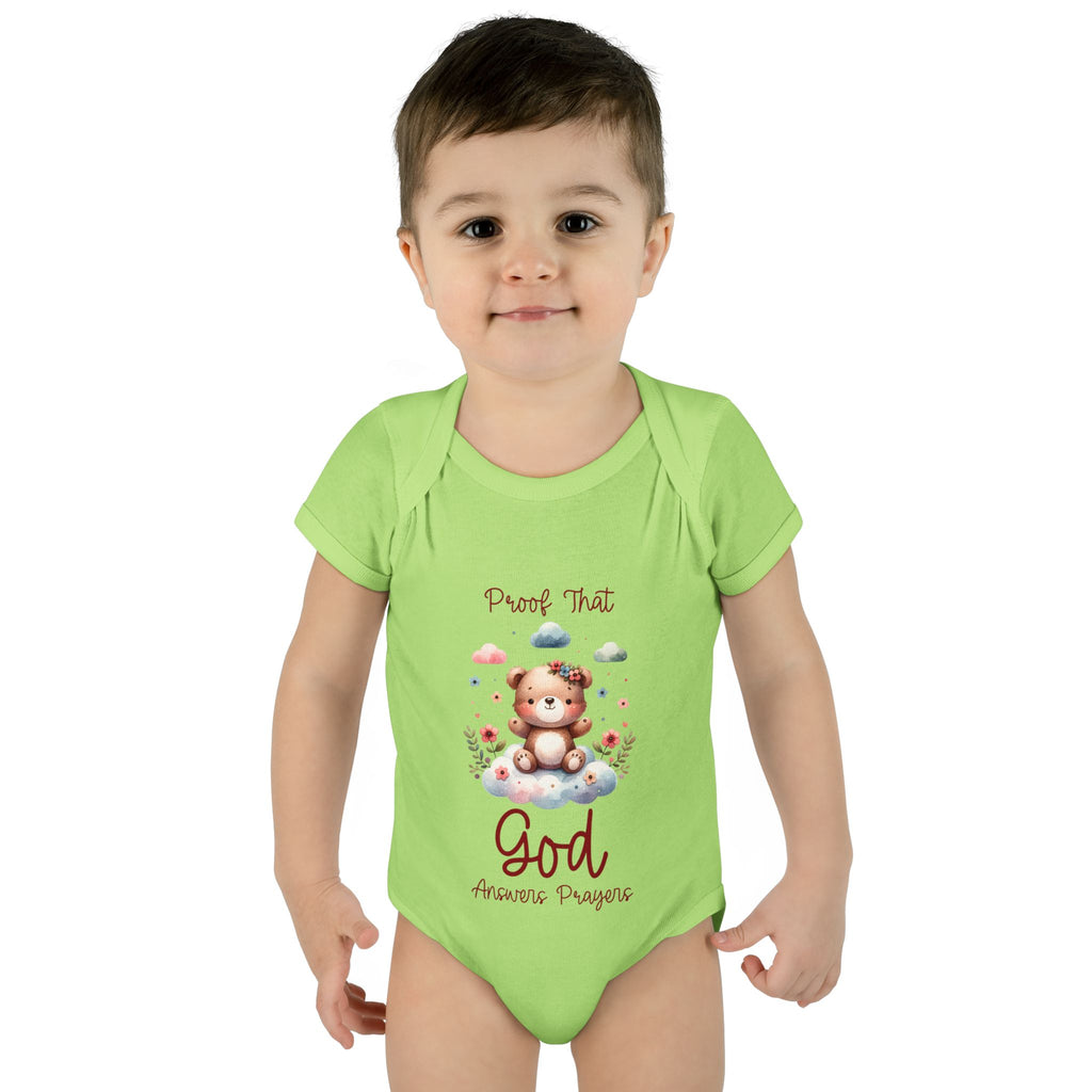 Cute God Prayer Baby Bodysuit, Adorable Onesie for Newborns, Teddy Bear Design, Gift for New Parents, Holiday Celebration Outfit, Soft Comfy