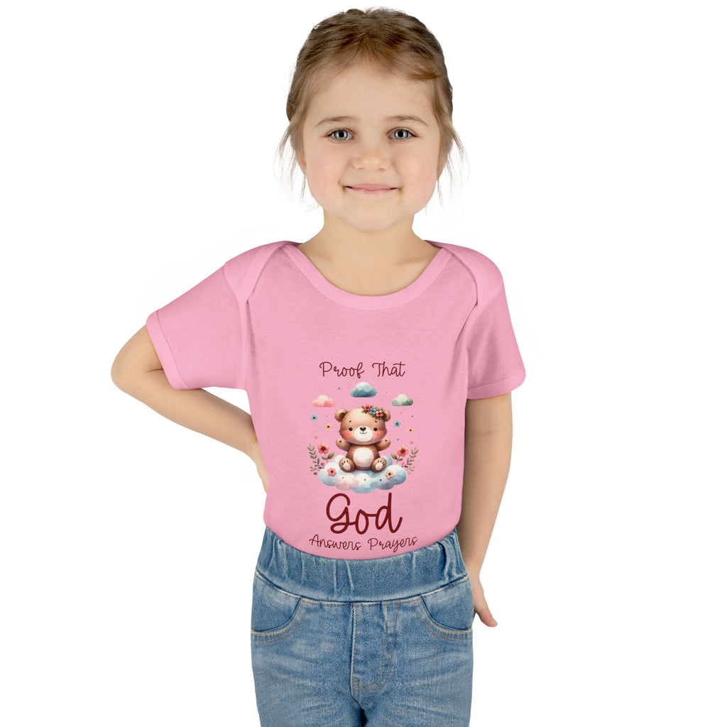 Cute God Prayer Baby Bodysuit, Adorable Onesie for Newborns, Teddy Bear Design, Gift for New Parents, Holiday Celebration Outfit, Soft Comfy