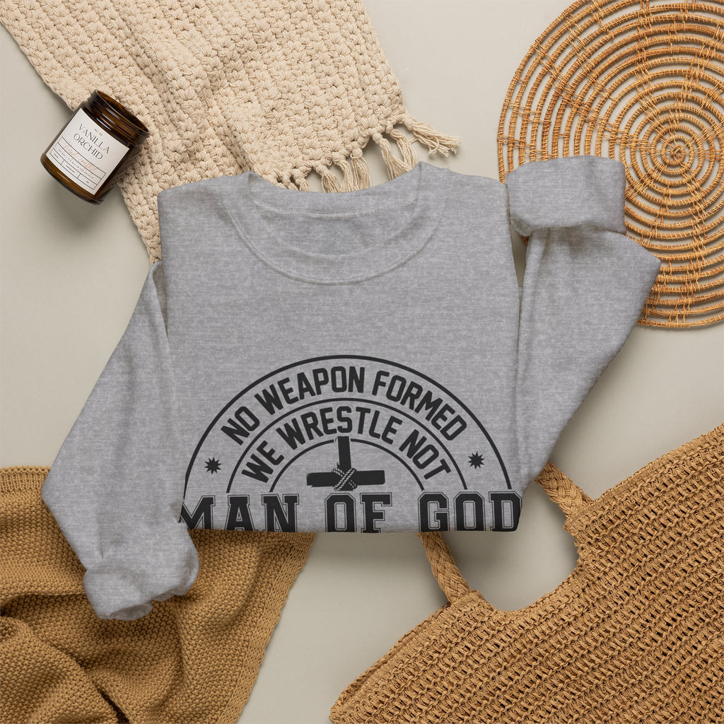 Man of God Sweatshirt — Isaiah 54:17 Faith Graphic Crewneck
