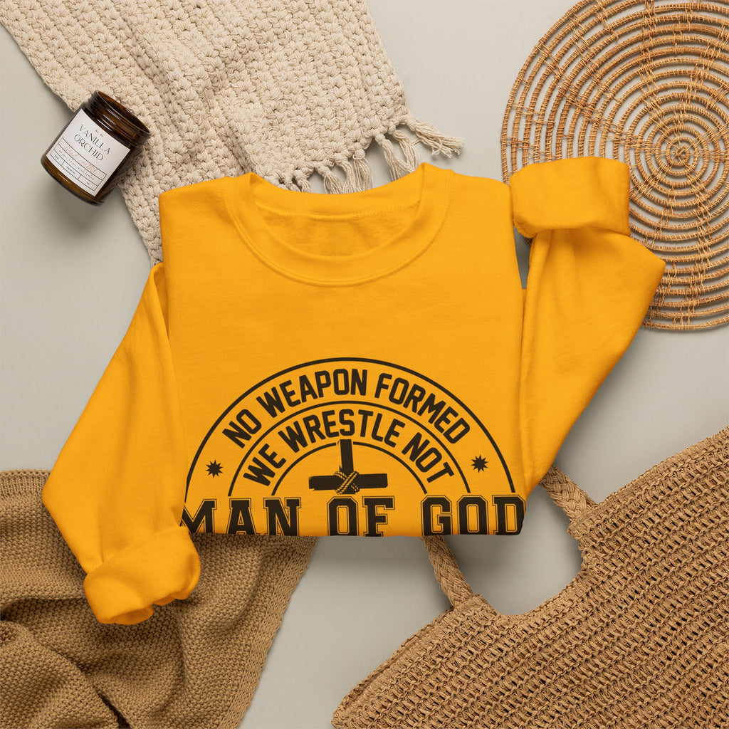Man of God Sweatshirt — Isaiah 54:17 Faith Graphic Crewneck