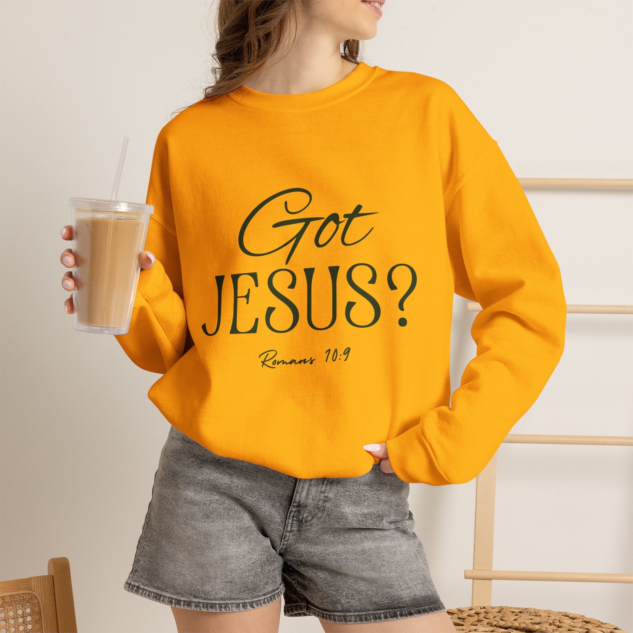 Got Jesus? Crewneck Sweatshirt — Christian Scripture Romans 1:9 Faith Pullover