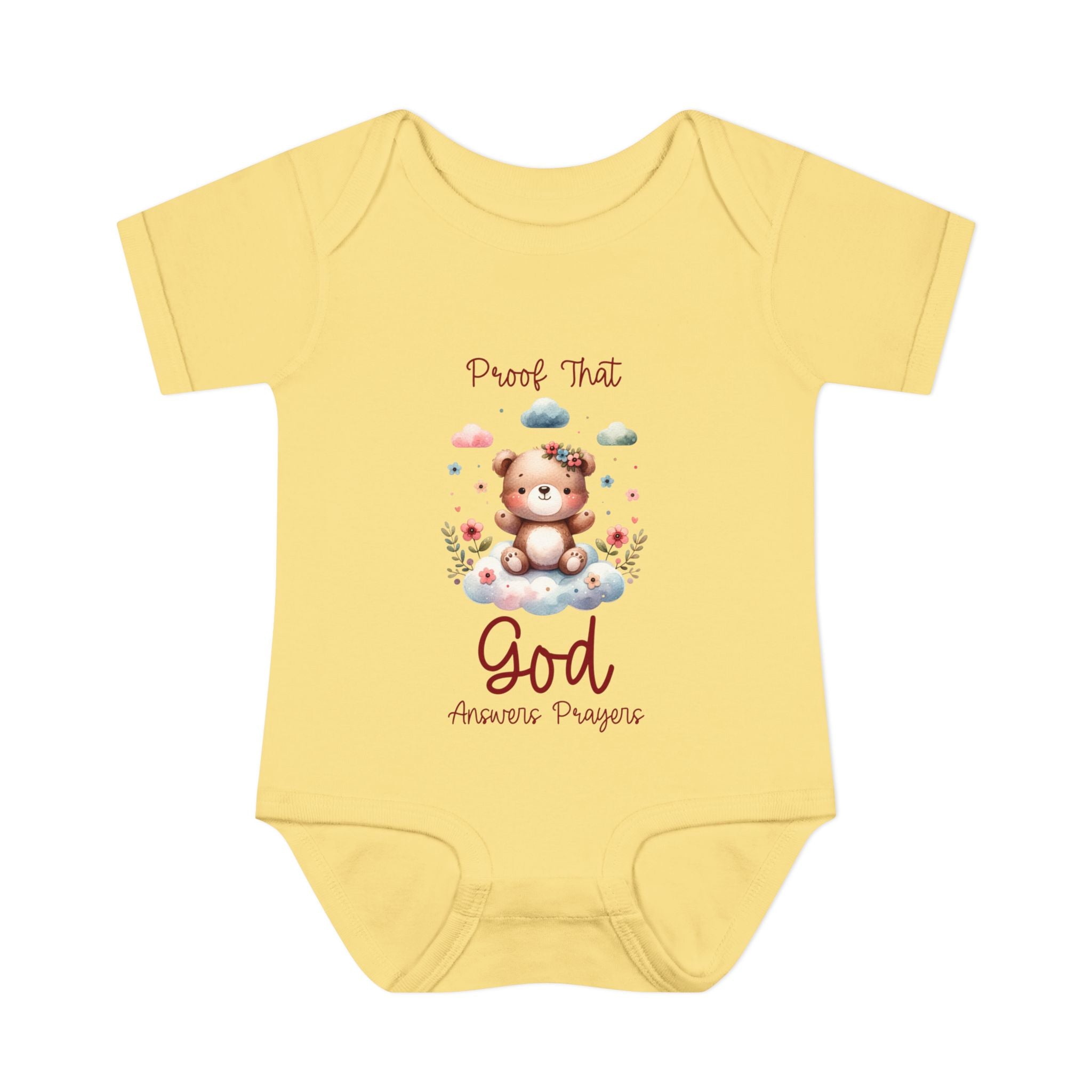 Cute God Prayer Baby Bodysuit, Adorable Onesie for Newborns, Teddy Bear Design, Gift for New Parents, Holiday Celebration Outfit, Soft Comfy