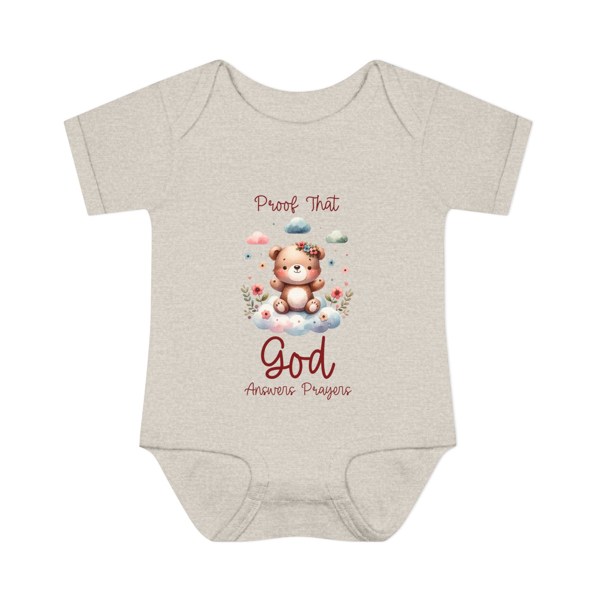 Cute God Prayer Baby Bodysuit, Adorable Onesie for Newborns, Teddy Bear Design, Gift for New Parents, Holiday Celebration Outfit, Soft Comfy