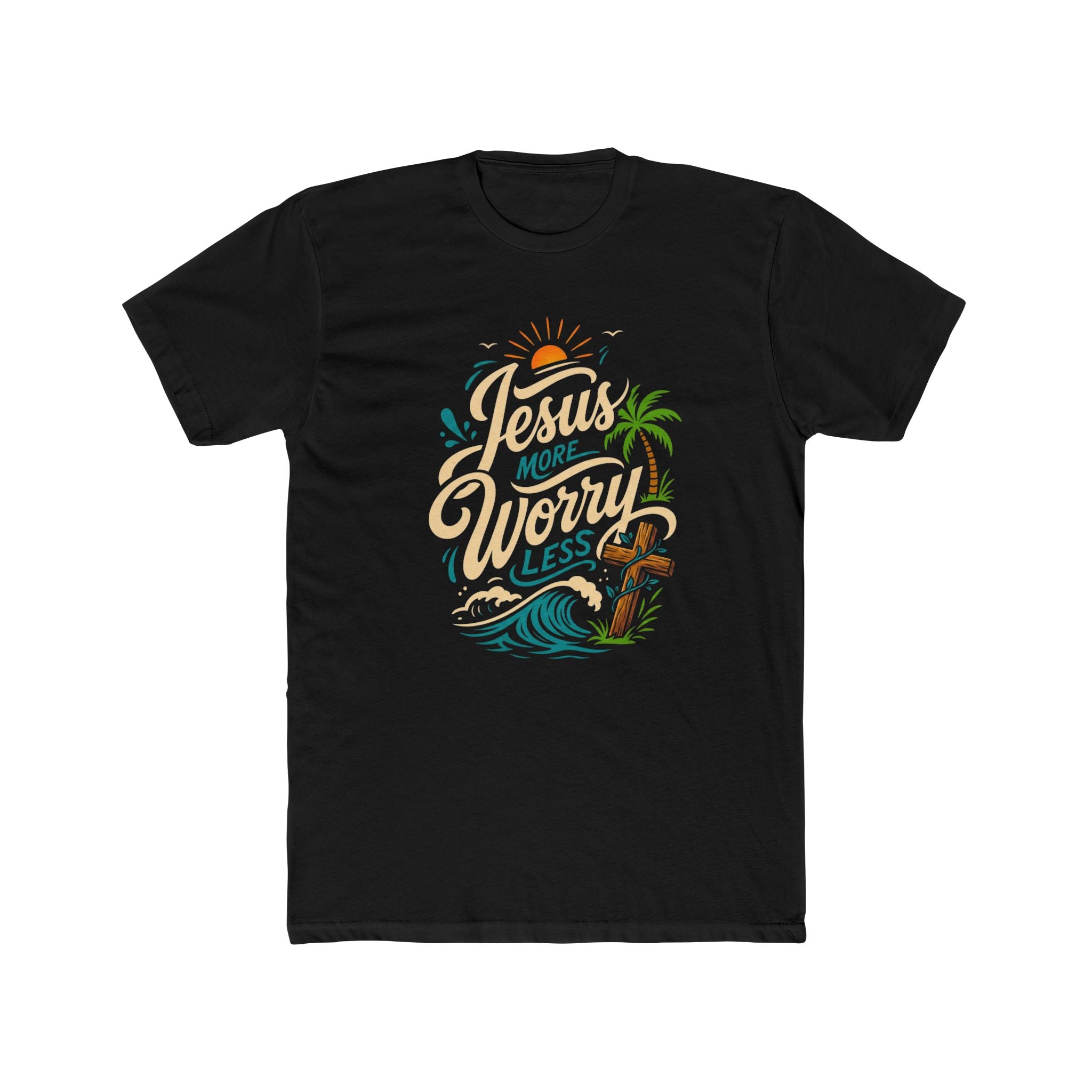 Jesus More Worry Less T-Shirt — Faith-Inspired Beach Vibes Tee