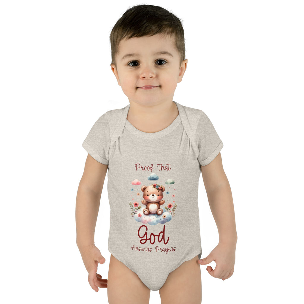 Cute God Prayer Baby Bodysuit, Adorable Onesie for Newborns, Teddy Bear Design, Gift for New Parents, Holiday Celebration Outfit, Soft Comfy