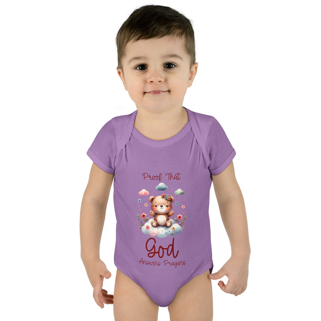 Cute God Prayer Baby Bodysuit, Adorable Onesie for Newborns, Teddy Bear Design, Gift for New Parents, Holiday Celebration Outfit, Soft Comfy
