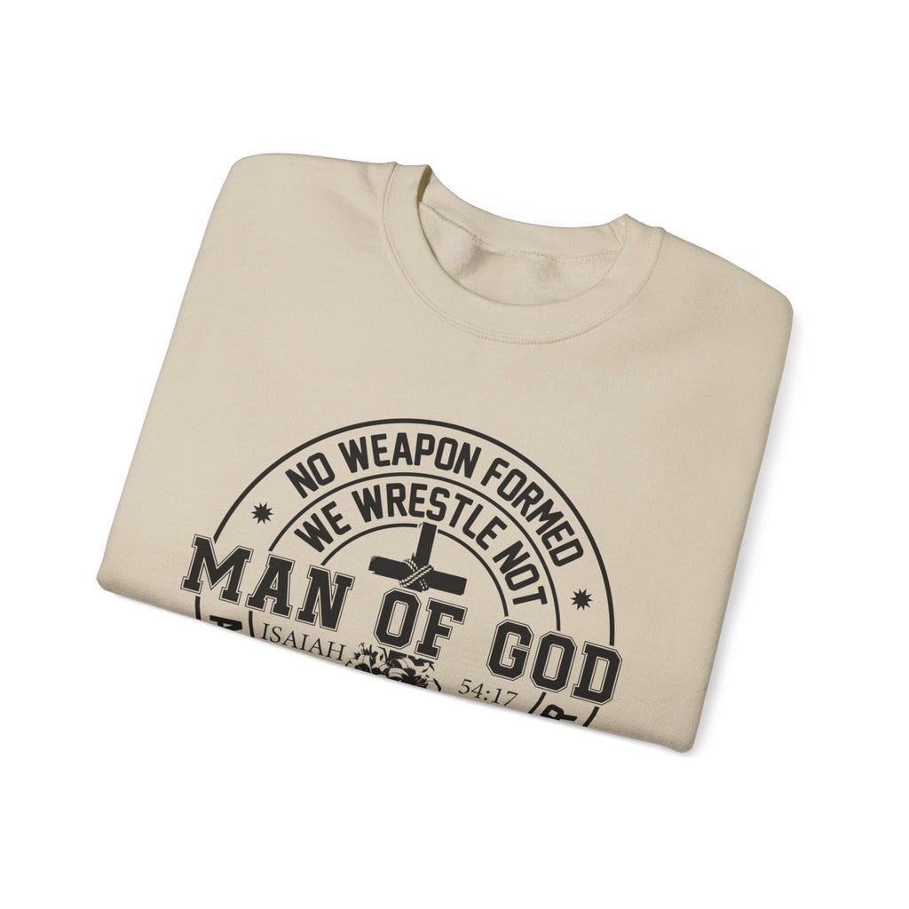 Man of God Sweatshirt — Isaiah 54:17 Faith Graphic Crewneck