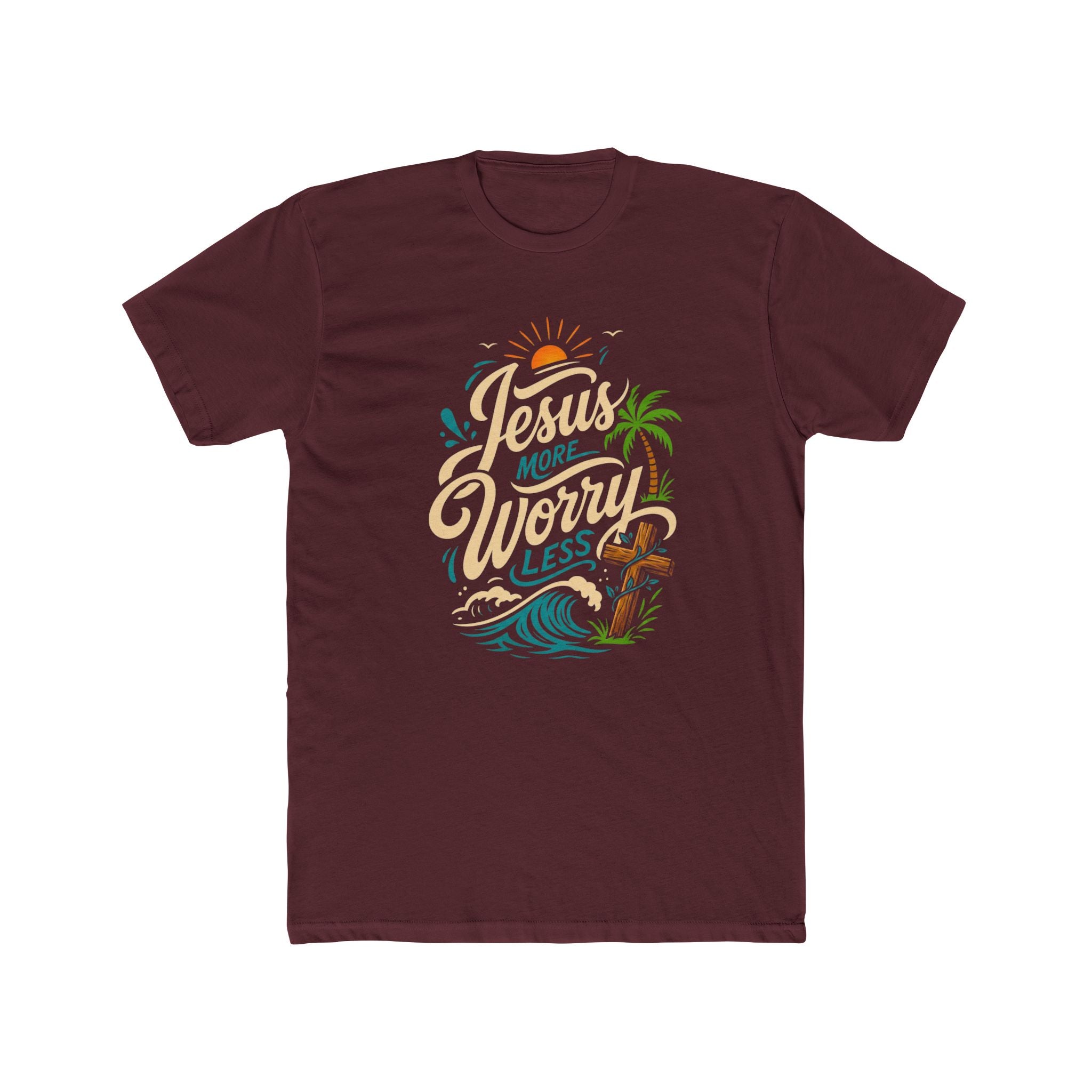 Jesus More Worry Less T-Shirt — Faith-Inspired Beach Vibes Tee