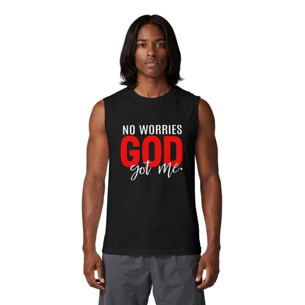 God Got Me Muscle Tank — No Worries Christian Workout Tank
