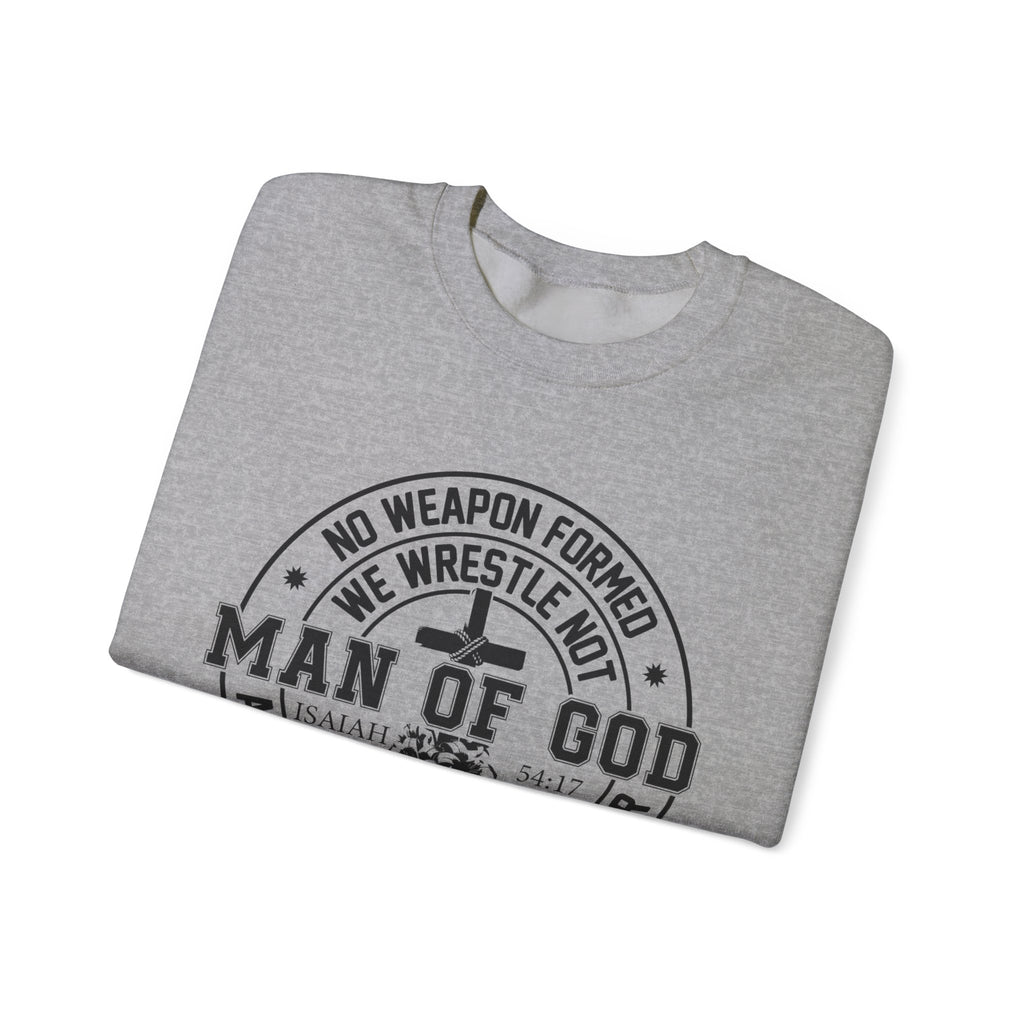 Man of God Sweatshirt — Isaiah 54:17 Faith Graphic Crewneck